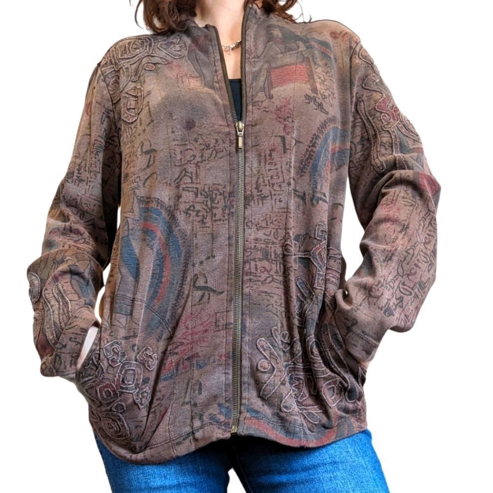 Spa by Chicos brown Egyptian print jacket